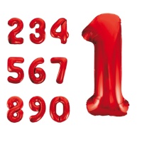 Ballon chiffré rouge de 86 cm - 1 unité