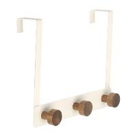 Porte-manteau sur porte 3 crochets crème en acacia