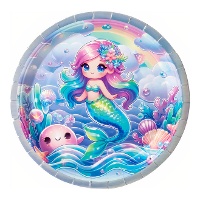 Assiettes sirènes Kawaii iridescentes 23 cm - 6 pièces