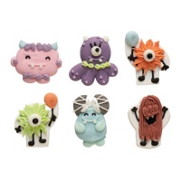 Figurines de sucre de monstres colorés - Décorez - 6 unités