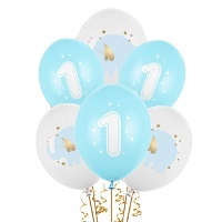 Ballons en latex pour premier anniversaire Elephant Baby de 30 cm - PartyDeco - 50 unités