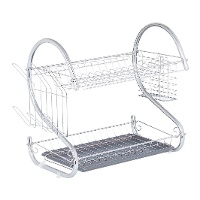 Égouttoir à vaisselle de 45,5 x 24,5 x 37,5 cm 2 niveaux chromé - 1 unité