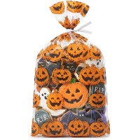 Sachet pour bonbons avec citrouilles Halloween de 28 x 13 cm - 20 unités