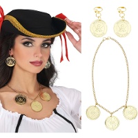 Collier et boucles d'oreilles style pirate avec pièces