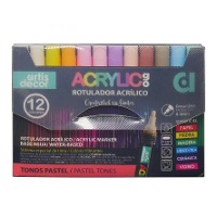 Marqueurs acryliques Acrylic Go 4-5 mm tons pastel - Artis Decor - 12 unités