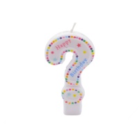 Bougie chiffre point d'interrogation avec pois joyeux anniversaire de 6,3 cm