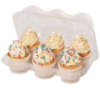 Boîte pour 6 cupcakes en plastique transparent - 3 unités
