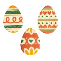 Lot de 135 figurines en chocolat blanc - oeufs de Pâques décorés, 3,5 x 2,6 cm