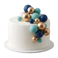 Topper pour gâteau de boules bleues, dorées et blanches - 32 pièces