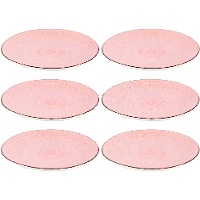 Plat de 27 cm en grès mandala rose - Vessia - 6 unités