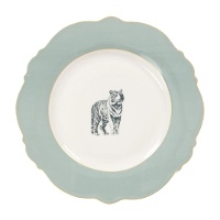 Assiette de 27,5 cm avec tigre du Bengale et bord doré