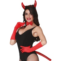 Ensemble de diablesse rouge avec serre-tête, noeud papillon et queue