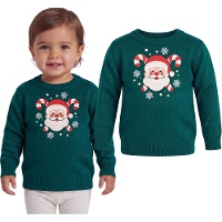 Pull de Noël pour bébé avec motif du Père Noël et détails pailletés