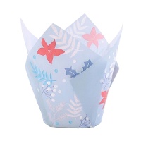 Capsules en papier tulipe pour muffins aux fleurs rouges - PME - 24 unités