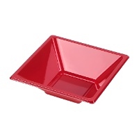 Bols carrés en plastique de 12 cm en 3 couleurs - 12 unités