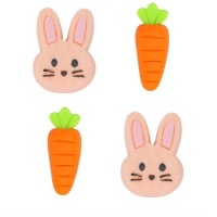 Figurines en sucre lapins et carottes - PME - 12 pièces
