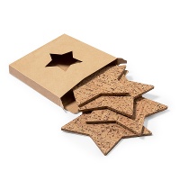 Sous-verres en forme d'étoile en liège - 4 unités