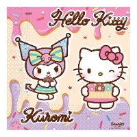 Serviettes Hello Kitty Kuromi de 16,5 x 16,5 cm - 20 unités