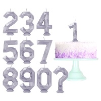 Bougie numéro polygonale violette de 8 cm - 1 unité