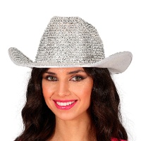 Chapeau de cowgirl argenté brillant