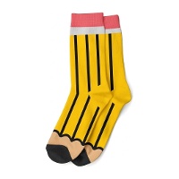 Chaussettes motif crayon jaune - taille 42-47 - 1 paire