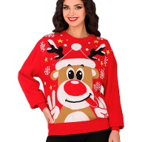 Pull de Noël à motif de renne pour femme