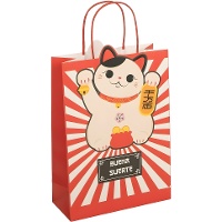 Sac cadeau 32 x 26 x 10 cm - Chat porte-bonheur