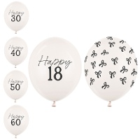 Bon anniversaire Ballons en latex noirs 30 cm - 6 pcs.
