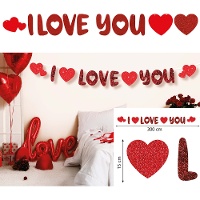 Guirlande « I love you » avec coeurs - 3 m