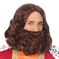 Perruque avec barbe et moustache de Roi Mage