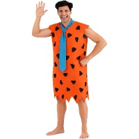 Déguisement d'homme des cavernes orange avec cravate pour homme