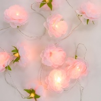 Guirlande avec lumières LED en forme de fleurs à piles - 1,65 m
