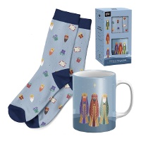 Ensemble cadeau de tasse et chaussettes de Noël Trois Rois