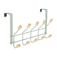 Porte-manteau à suspendre pour porte - 5 crochets, vert d'eau