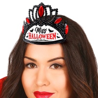 Diadème de couronne noire Miss Halloween