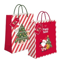 Sac cadeau de Noël rouge de 32 x 26 x 10 cm - 1 unité