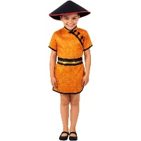 Déguisement chinois rouge et jaune pour fille