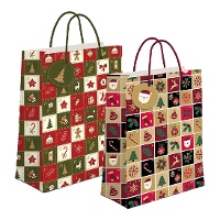 Sac cadeau de 45 x 33 x 10 cm avec motif quadrillage de Noël - 1 unité
