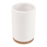 Porte-brosse à dents blanc et bambou