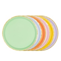 Assiettes rondes colorées de 21 cm - 6 unités
