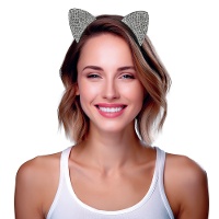 Serre-tête oreilles de chat à strass