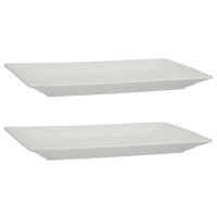 Assiette rectangulaire blanche de 37 x 27 cm - Vessia - 2 unités