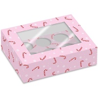 Boîte pour 6 cupcakes à motif de canne en bonbon - 2 unités