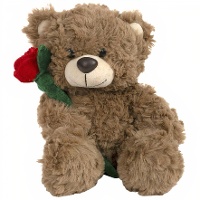 Peluche ours avec une rose - 20 cm