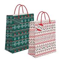 Sac cadeau de 45 x 33 x 10 cm blanc Noël - 1 unité
