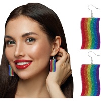 Boucles d'oreilles arc-en-ciel pailletées
