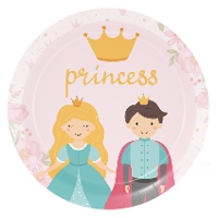 Assiettes de princesses de conte de fées de 23 cm - 8 unités