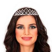 Diadème métallique argenté de princesse