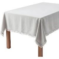 Nappe de 2,50 x 1,40 m en tissu gris avec franges