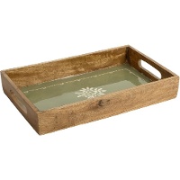 Plateau 41 x 26 cm - motif feuilles d'olivier, style rustique